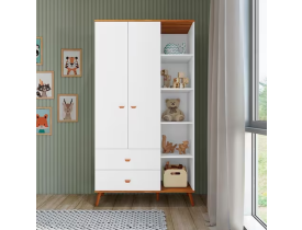Guarda-Roupa Infantil Bartira Ternura com 5 Nichos, 2 Portas, 2 Gavetas - 106,8 cm de largura - Branco Wood