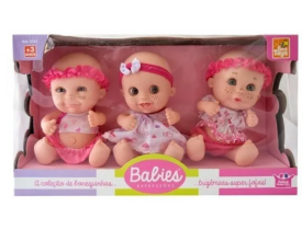 Boneca Pequena Trigêmeas Bebês Expressões Sortido Brinquedos de Abelha