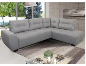 Sofá de Canto 6 Lugares Hellen Lugano com Revestimento em Tecido Jacquard e 205/190 cm de Larguras - Cinza