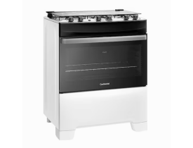 Fogão Continental 5 Bocas FC5IB com Mesa de Inox, Tecnologia Top Limpa Fácil e Acendimento Automático – Branco