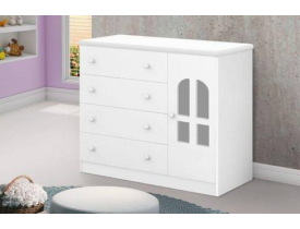 Cômoda Infantil Com Gavetas Porta E Prateleira Alvin - Branco