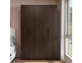 Guarda-Roupa Bartira Ville com 4 Portas, 2 Gavetas e 2 Prateleiras - 134cm de largura - Café