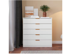 Cômoda Bartira Diplomata com 5 Gavetas, Trava de Segurança e Espaço para TV de até 42 polegadas - 90cm de Largura - Branco Fosco