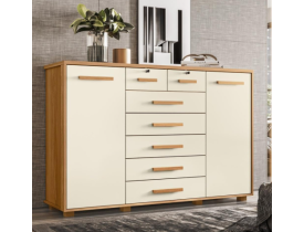 Cômoda 2 Portas 7 Gavetas Fontana Albatroz Móveis Carvalho Grife/off White