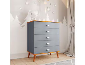 Cômoda Infantil Bartira Ternura com 5 Gavetas - 70,8cm de largura - Azul Wood