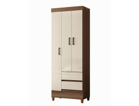 Guarda Roupa Solteiro 3 Portas com Pés Fit Jequitibá Off White Acetinado - Santos Andirá