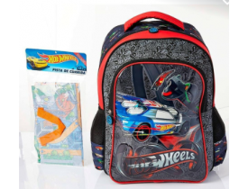Mochila Escolar Hot Wheels  luxcel   gratis pista de corrida