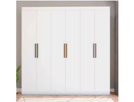 Guarda-Roupa Bartira Ville com 6 Portas e 2 Gavetas - 200,5cm de largura - Branco