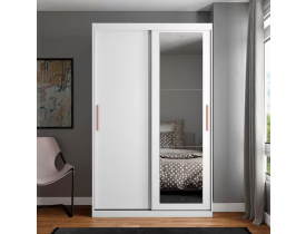 Guarda-Roupa Solteiro Bartira Paris com Espelho, 2 Portas de Correr e 2 Gavetas - 134,4 cm de Largura - Branco (Cód. Item 55056251)  Outros produtos Bartira