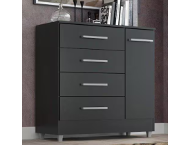 Comoda 4 Gavetas 1 Porta Laura Preto Onix