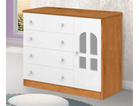 Cômoda Infantil Com Gavetas Porta E Prateleira Alvin 