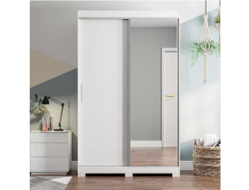 Guarda-Roupa Solteiro Bartira América com Espelho, 2 Portas, 2 Gavetas - 136,2cm de largura - Branco