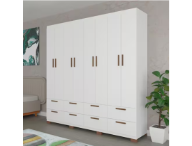 Guarda-Roupa Casal Bartira Coimbra 8 Portas 8 Gavetas - Branco