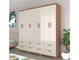 Guarda-Roupa Casal Bartira Coimbra 8 Portas 8 Gavetas - Capuccino