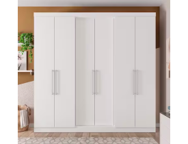 Guarda-Roupa Casal Bartira Napoli UP com 234,5cm de Largura, 6 Portas, 4 Gavetas e 4 Prateleiras - Branco