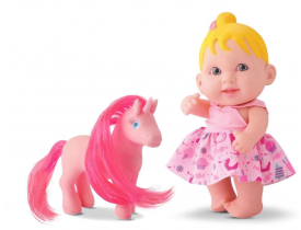 Boneca Babies Com Unicórnio Escova Pente Bee Toys - 133664