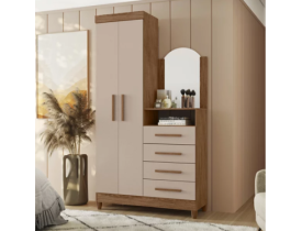 Roupeiro Cômoda Albatroz Capri – Avela/Fendi Metallic