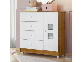 Cômoda Infantil 1 Porta 4 Gavetas Life Tigus Baby - Sépia