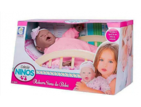 Boneca Nino'S Reborn Negra Emite Som Roupa Rosa Cotiplas