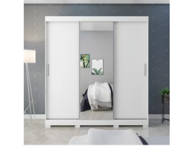 Guarda-Roupa Bartira Ventura com Espelho, 3 Portas de Correr e 4 Gavetas - 205,5cm de largura - Branco Fosco (Cód. Item 55007186)  Outros produtos Bartira