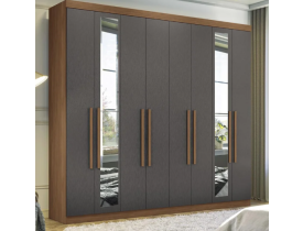 Guarda Roupa Casal Master New 8.4 8 Portas Jatobá/Grafite com Espelho - Santos Andirá