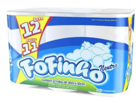 PAPEL HIGIENICO FOFINHO FOLHA SIMPLES 12 ROLOS 30 MTS 
