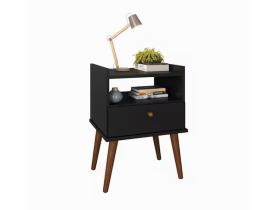 Mesa de Cabeceira Aroma com 1 Gaveta Preto Acetinado 64cm - Fiorello Móveis