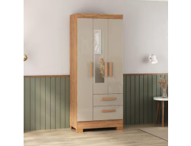 Guarda Roupa Solteiro Com Espelho 3 Portas Fortaleza Atualle Acacia Com Reflecta - Marrom