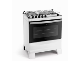Fogão Atlas 5 Bocas Agile Up com Mesa de Inox, Grade Dupla no Forno e Acendimento automático Bivolt – Branco