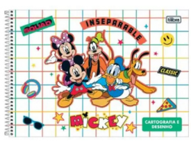 Caderno De Desenho Mickey Espiral 80 FOLHAS  Capa Dura Tilibra