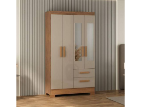 Guarda Roupa Solteiro Com Espelho 4 Portas Fortaleza Plus Acacia Com Reflecta - Blush