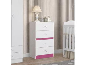 Cômoda Infantil 4 Gavetas Mdp Flex Atualle Móveis Branco Brilho/branco/rosa Brilho