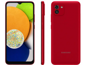 Smartphone Samsung Galaxy A03 64GB Vermelho 4G - Octa-Core 4GB RAM Tela 6,5” Câm. Dupla + Sefie 5MP