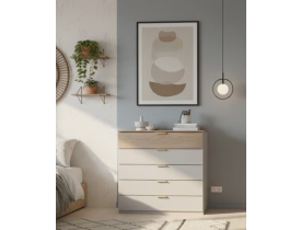 Cômoda Bartira Diplomata + 5 Gavetas Trava de Segurança e Espaço para TV de até 42" - 90cm de Largura - Capuccino/Avelã