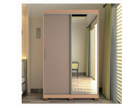 Guarda-Roupa Solteiro Bartira América com Espelho, 2 Portas, 2 Gavetas - 136,2cm de largura - Avelã
