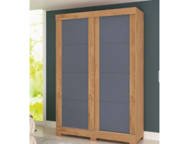 Guarda-roupa Solteiro Turim 2 Portas 2 Gavetas Canelato Rustico/grafite/natura/off White - Atualle M Marrom