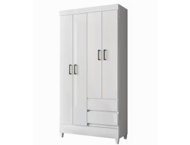 Guarda Roupa Solteiro 4 Portas com Pés Fit Branco Brilho - Santos Andirá