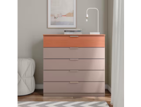 Cômoda Bartira Diplomata com 5 Gavetas, Trava de Segurança e Espaço para TV de até 42 polegadas - 90cm de Largura - Capuccino/Avelã
