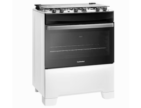 Fogão Continental 5 Bocas FC5IB com Mesa de Inox, Tecnologia Top Limpa Fácil e Acendimento Automático – Branco