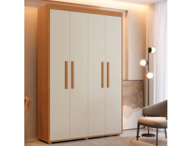 Guarda-roupa De 4 Portas Milão Espaço E Praticidade Fenix Nature-off White