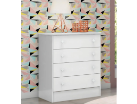 Cômoda Infantil Qmovi Doce Sonho 4 Gavetas Branca Quarto Bebê