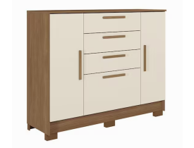 Comoda Pinhais 2 Portas 4 Gavetas Jatobá Areia Acetinado - Santos Andirá - Bege