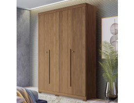 Guarda Roupa Solteiro Buriti Ripado 4 Portas Jatobá Com Pés - Santos Andirá Jatobá - Blush