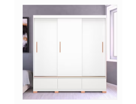 Guarda-Roupa Bartira Monza com 3 Portas de Correr e 3 Gavetas - 199,8cm de largura - Branco Fosco (Cód. Item 55056248)  Outros produtos Bartira