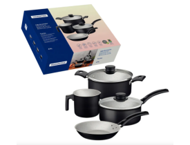 Jogo De Panelas Alumínio 4 Peças Turim - Tramontina Cor Preto