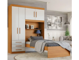 Guarda-roupa Solteiro com Cama Solteiro 4 Portas 3 Gavetas Advantage - Batrol Móveis