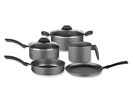 Jogo de Panelas Antiaderente 5 Peças Alumínio Basic Cinza Alegrete