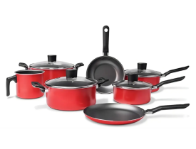 Jogo De Panelas 7 Peças Garlic - Vermelho - Brinox