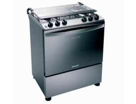 Fogão Brastemp 5 Bocas BFS5NCR com Mesa de Inox, Botões Removíveis e Exclusivo Aro Protetor Bivolt - Inox