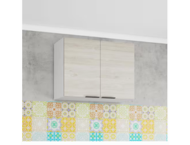Armário Aéreo Bartira Rubi com 2 Portas e 1 Prateleira - 80cm de largura - Branco / Freixo 